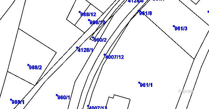 Parcela st. 4007/12 v KÚ Čistá u Litomyšle, Katastrální mapa