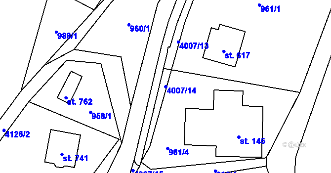 Parcela st. 4007/14 v KÚ Čistá u Litomyšle, Katastrální mapa
