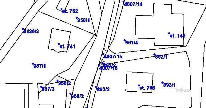 Parcela st. 4007/15 v KÚ Čistá u Litomyšle, Katastrální mapa