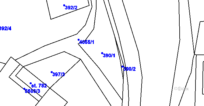 Parcela st. 390/1 v KÚ Čistá u Litomyšle, Katastrální mapa
