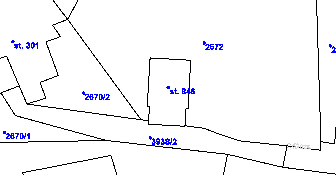 Parcela st. 846 v KÚ Čistá u Litomyšle, Katastrální mapa