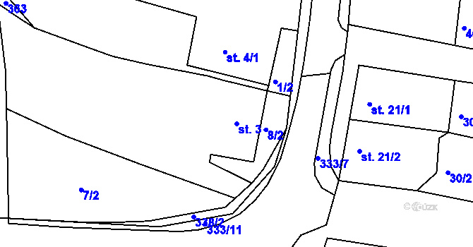 Parcela st. 3 v KÚ Čistěves, Katastrální mapa