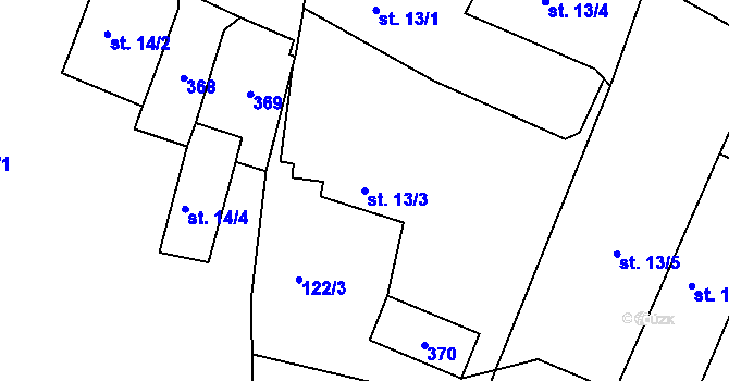Parcela st. 13/3 v KÚ Čistěves, Katastrální mapa