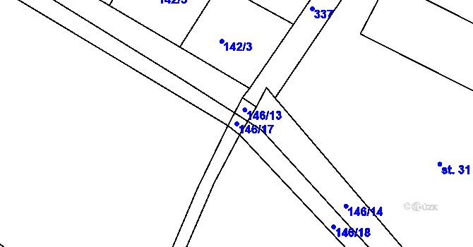 Parcela st. 146/17 v KÚ Čistěves, Katastrální mapa
