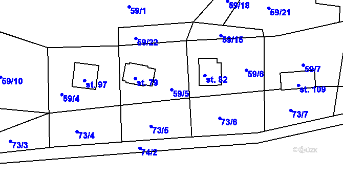 Parcela st. 59/5 v KÚ Čivice, Katastrální mapa
