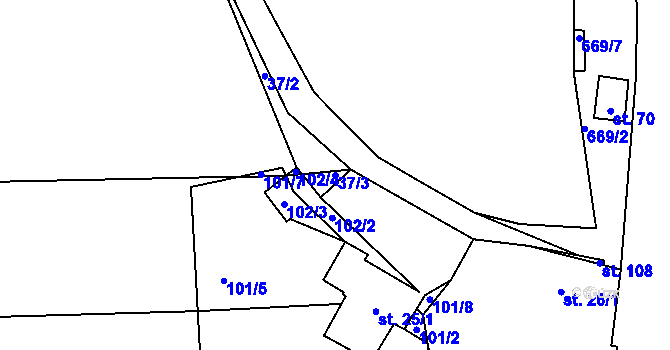 Parcela st. 37/3 v KÚ Čivice, Katastrální mapa