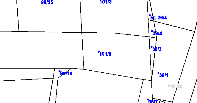 Parcela st. 101/6 v KÚ Čivice, Katastrální mapa