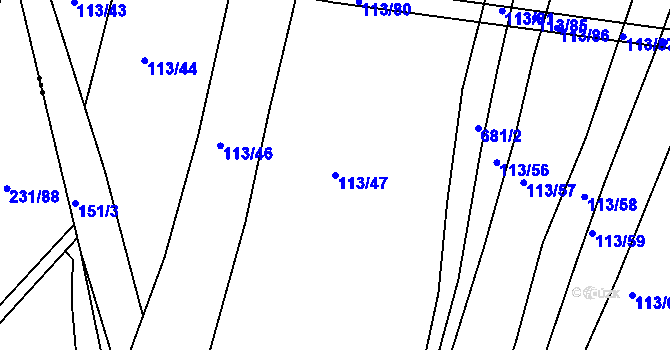 Parcela st. 113/47 v KÚ Čivice, Katastrální mapa