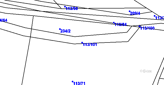 Parcela st. 113/101 v KÚ Čivice, Katastrální mapa