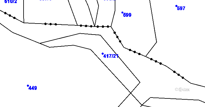 Parcela st. 417/21 v KÚ Čivice, Katastrální mapa