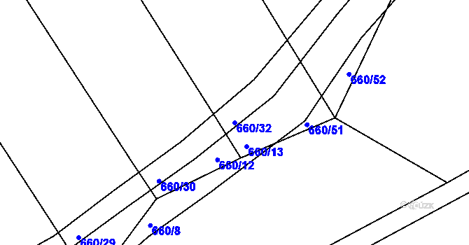 Parcela st. 660/32 v KÚ Čivice, Katastrální mapa