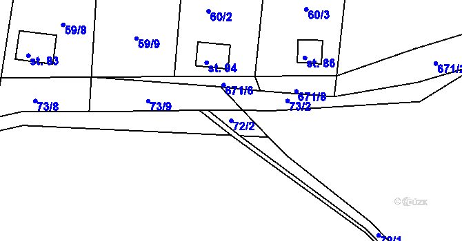 Parcela st. 72/2 v KÚ Čivice, Katastrální mapa