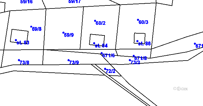 Parcela st. 671/6 v KÚ Čivice, Katastrální mapa