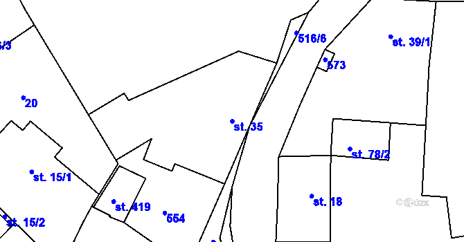 Parcela st. 35 v KÚ Čižice, Katastrální mapa