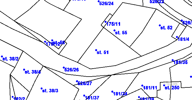 Parcela st. 51 v KÚ Čižice, Katastrální mapa