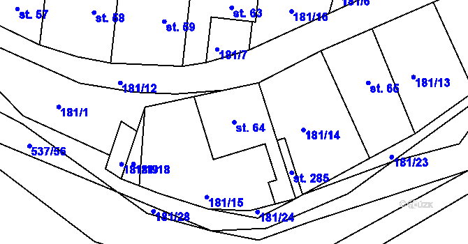 Parcela st. 64 v KÚ Čižice, Katastrální mapa