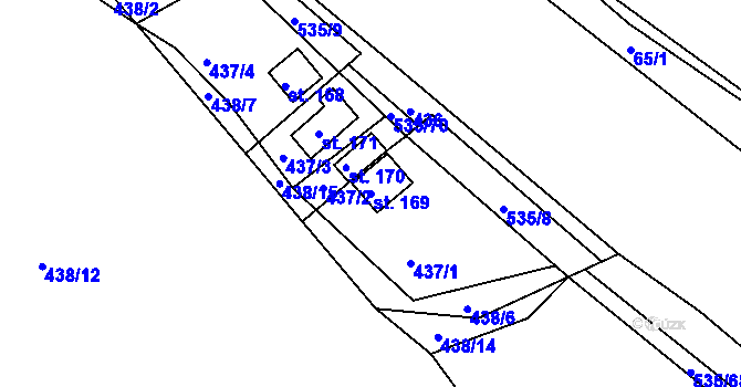 Parcela st. 169 v KÚ Čižice, Katastrální mapa