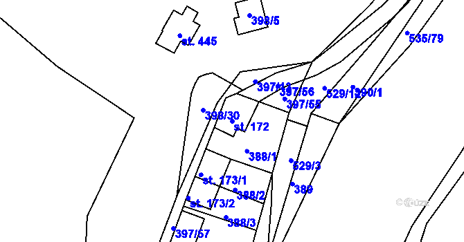 Parcela st. 172 v KÚ Čižice, Katastrální mapa