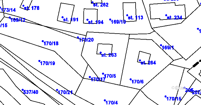Parcela st. 263 v KÚ Čižice, Katastrální mapa
