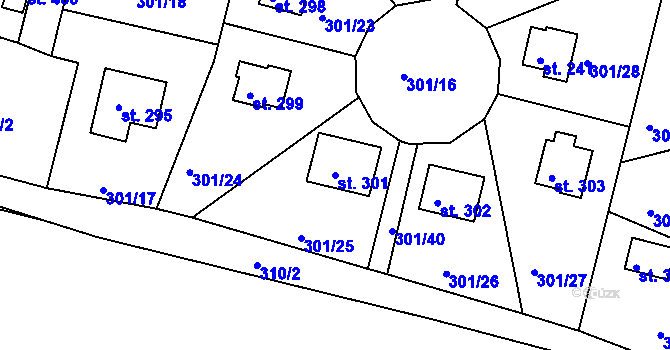 Parcela st. 301 v KÚ Čižice, Katastrální mapa