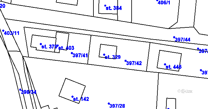 Parcela st. 329 v KÚ Čižice, Katastrální mapa