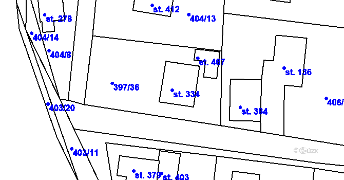 Parcela st. 334 v KÚ Čižice, Katastrální mapa