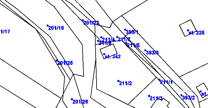 Parcela st. 342 v KÚ Čižice, Katastrální mapa