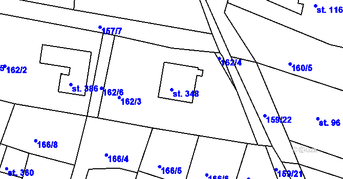 Parcela st. 348 v KÚ Čižice, Katastrální mapa
