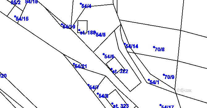 Parcela st. 54/6 v KÚ Čižice, Katastrální mapa