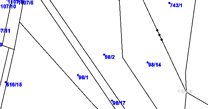Parcela st. 98/2 v KÚ Čižice, Katastrální mapa