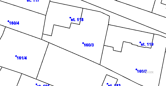 Parcela st. 160/3 v KÚ Čižice, Katastrální mapa