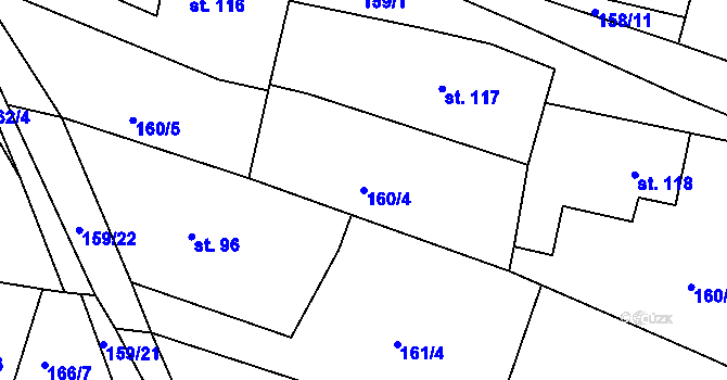 Parcela st. 160/4 v KÚ Čižice, Katastrální mapa