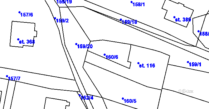 Parcela st. 160/6 v KÚ Čižice, Katastrální mapa
