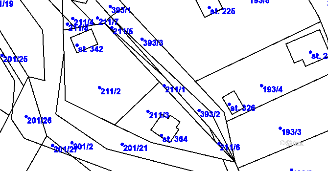 Parcela st. 211/1 v KÚ Čižice, Katastrální mapa