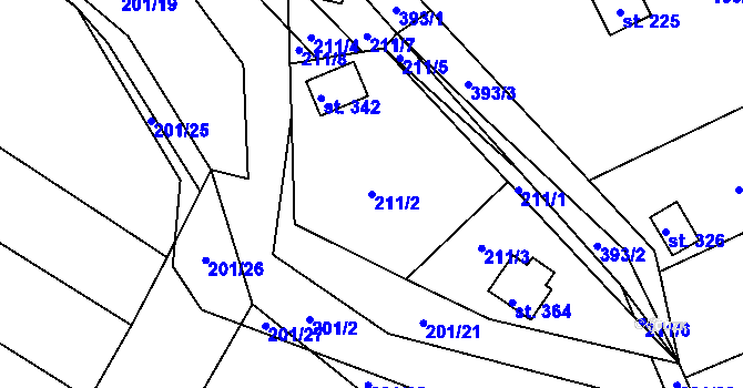 Parcela st. 211/2 v KÚ Čižice, Katastrální mapa