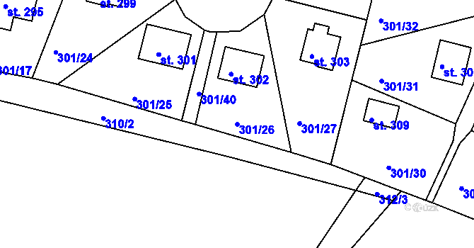 Parcela st. 301/26 v KÚ Čižice, Katastrální mapa