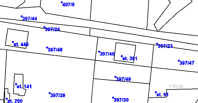 Parcela st. 397/46 v KÚ Čižice, Katastrální mapa