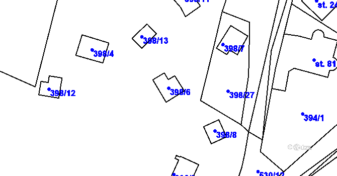 Parcela st. 398/6 v KÚ Čižice, Katastrální mapa