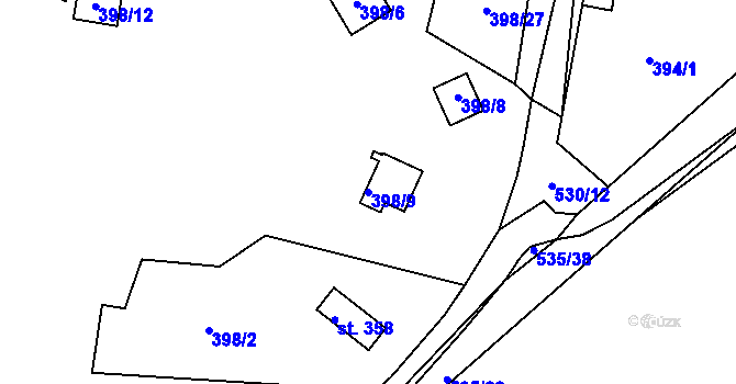 Parcela st. 398/9 v KÚ Čižice, Katastrální mapa