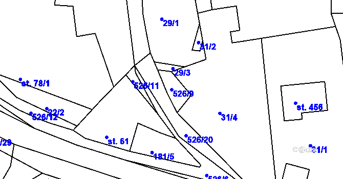 Parcela st. 526/9 v KÚ Čižice, Katastrální mapa