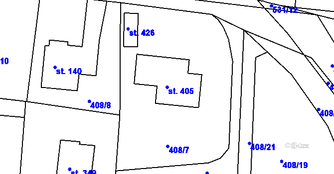 Parcela st. 405 v KÚ Čižice, Katastrální mapa