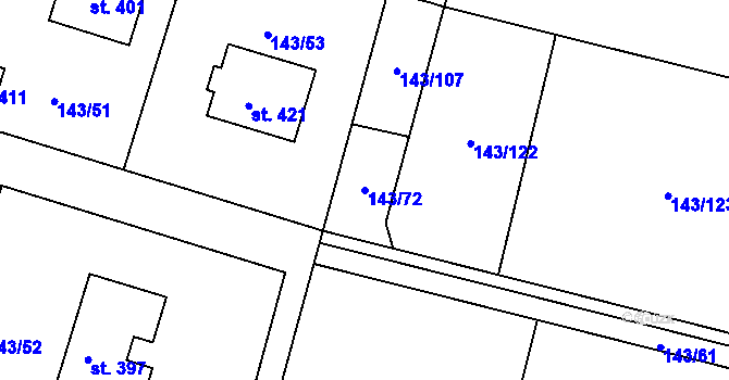 Parcela st. 143/72 v KÚ Čižice, Katastrální mapa