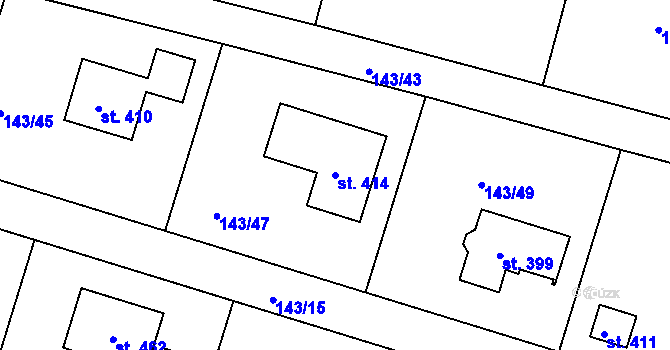 Parcela st. 414 v KÚ Čižice, Katastrální mapa