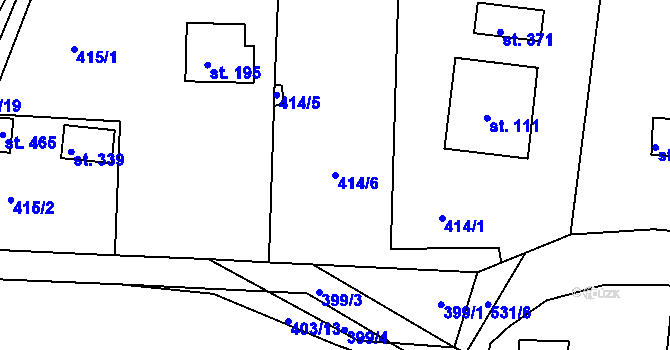 Parcela st. 414/6 v KÚ Čižice, Katastrální mapa