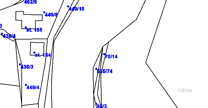 Parcela st. 70/14 v KÚ Čižice, Katastrální mapa