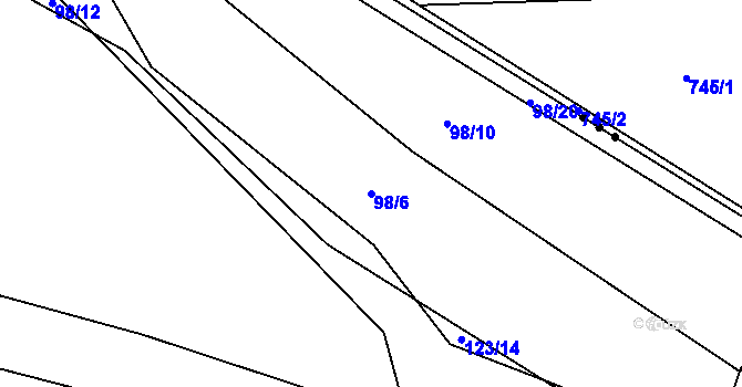 Parcela st. 98/6 v KÚ Čižice, Katastrální mapa