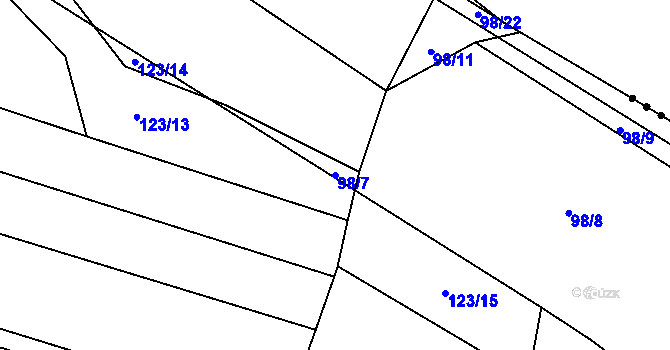 Parcela st. 98/7 v KÚ Čižice, Katastrální mapa
