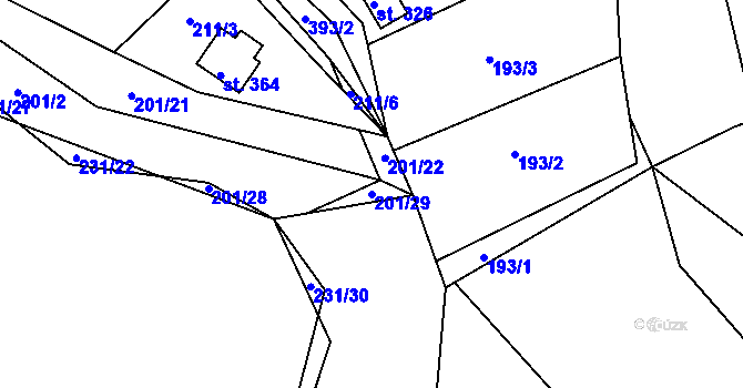 Parcela st. 201/29 v KÚ Čižice, Katastrální mapa