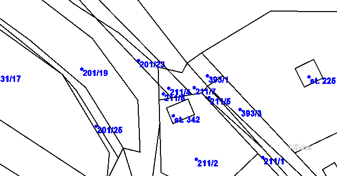 Parcela st. 211/4 v KÚ Čižice, Katastrální mapa