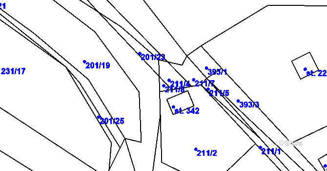 Parcela st. 211/8 v KÚ Čižice, Katastrální mapa